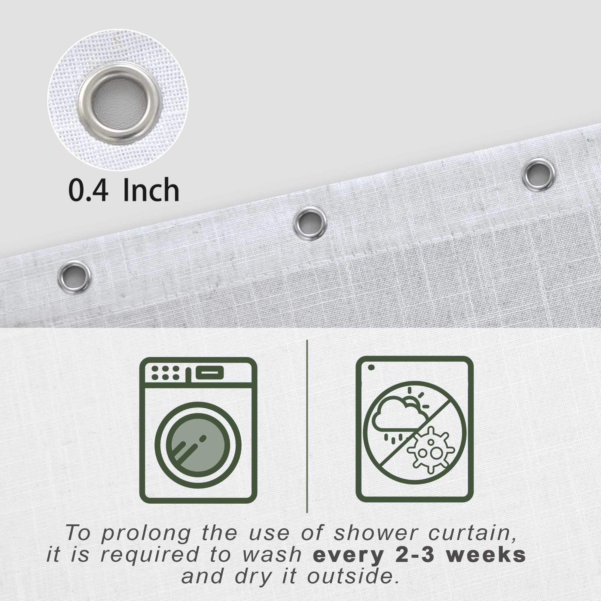 Koufall Textured Cloth Farmhouse Shower Curtain For Bathroom Small Stall 36X72 Inch Linen Fabric Half Narrow Waterproof Rv Shower Curtains For Bathtub Ensuite Plain White