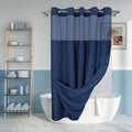 Long No Hook Slub Textured Shower Curtain with Snap-in PEVA Liner Set - 71 x 80(78), Hotel Style with See Through Top Window, Na