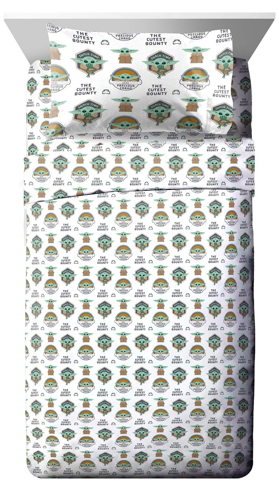 Jay Franco Star Wars The Mandalorian The Child Full Sheet Set - 4 Piece Set Super Soft And Cozy Kid