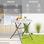 Zenstyle 2.6 Ft Round Folding Table, Indoor Outdoor Portable Plastic Dining Card Table Utility Table Accessory For Patio Camping Dining Event Party, White