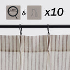 Limon Home Taupe Striped 36 Inch Length Pinch Pleat Curtains For Cabin,Farm House Curtain For Bathroom Sets Of 2 Pieces