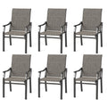 Mfstudio Outdoor Patio Dining Chairs, 6 Pcs Metal Frame Patio Sling Chairs With Backrest And Armrest, All Weather Resistant Heav