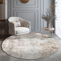 jinchan Round Rug 4ft Area Indoor Modern Circle Rug 4' Round Washable Thin Rug Abstract Distressed Floor Mat Taupe Multi Print N