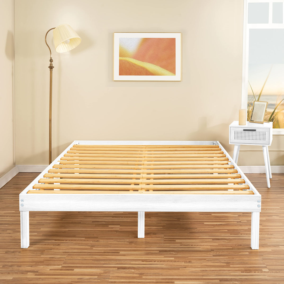 Naomi Home Lucia 14 Inch Solid Wood Platform Bed Twin Bed Frame, Pine Wood Twin Platform Bed Frame, No Squeak Bed Frame, Bed Fra