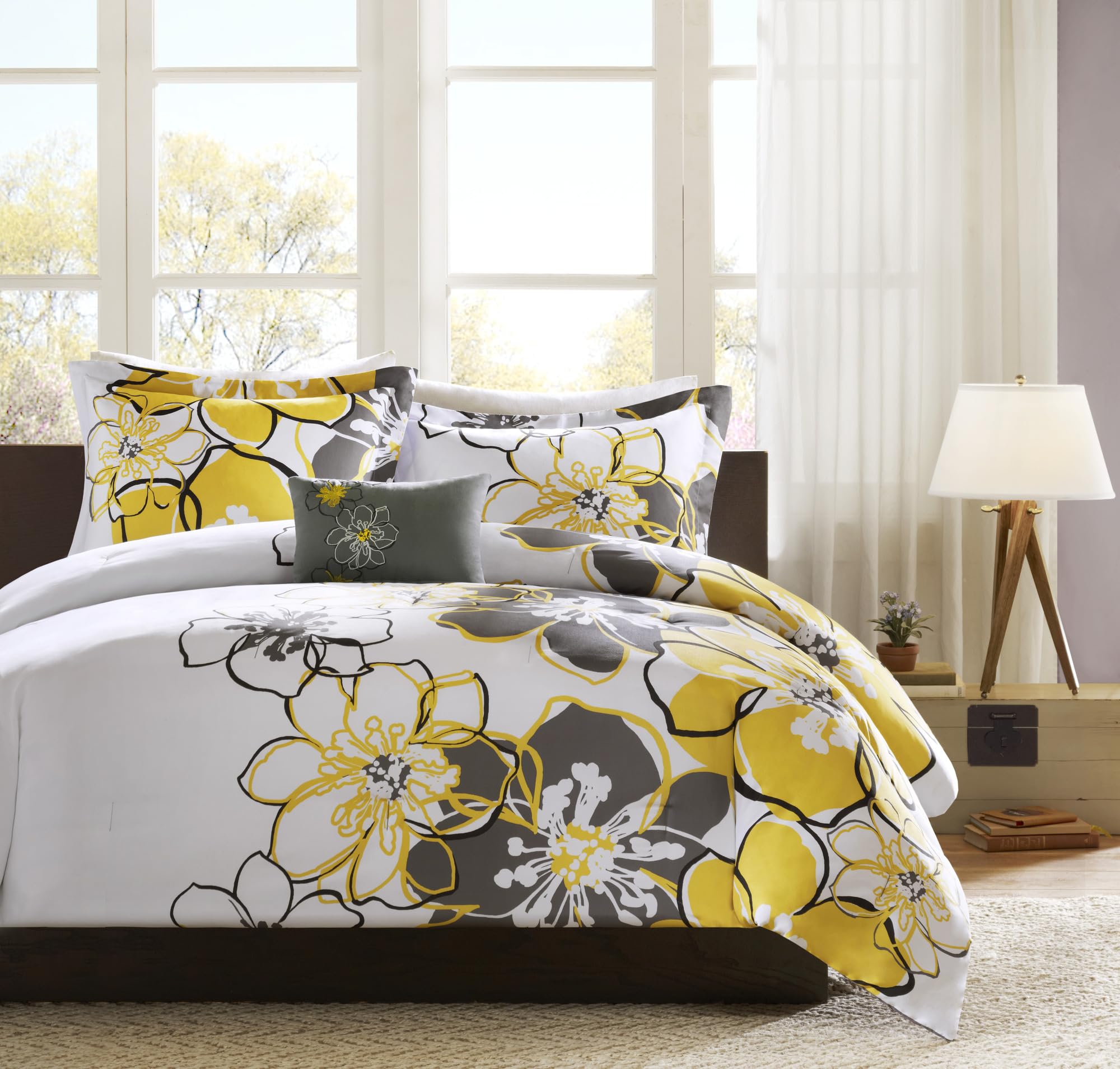 Mi Zone Allison Comforter Set Fun Bedroom D  Cor - Modern All Season Floral Vibrant Color Cozy Bedding Layer, Matching Sham, Dec
