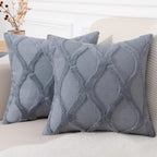 Decoruhome Throw Pillow Covers 26X26 Inch Set Of 2, Soft Plush Faux Fur Wool Blue Grey Couch Pillow Covers, Decorative Pillow Cases For Bed Sofa Living Room Home Decor
