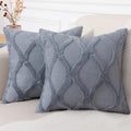 Decoruhome Throw Pillow Covers 22X22 Inch Set Of 2, Soft Plush Faux Fur Wool Blue Grey Couch Pillow Covers, Decorative Pillow Cases For Bed Sofa Living Room Home Decor