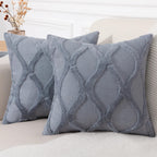 Decoruhome Throw Pillow Covers 22X22 Inch Set Of 2, Soft Plush Faux Fur Wool Blue Grey Couch Pillow Covers, Decorative Pillow Cases For Bed Sofa Living Room Home Decor