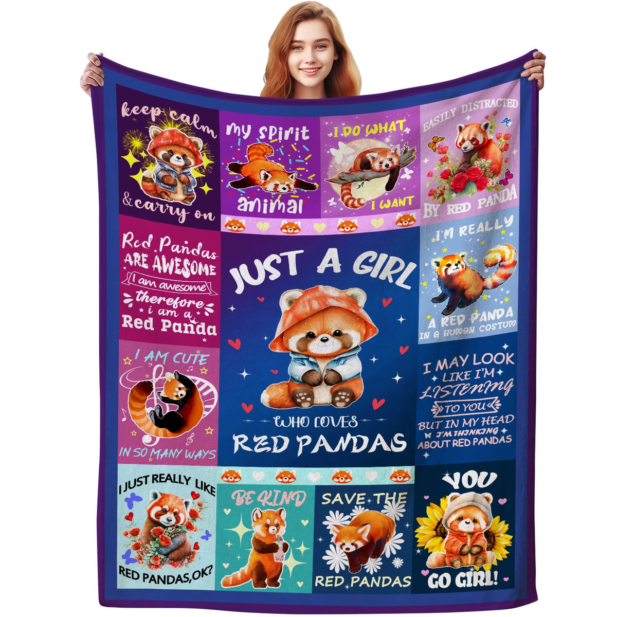 Red Panda Blanket Warm Cozy Soft Lightweight Flannel Red Pandas Throw Blankets Cute Panda Bed Bedding Sofa Couch Decor Christmas