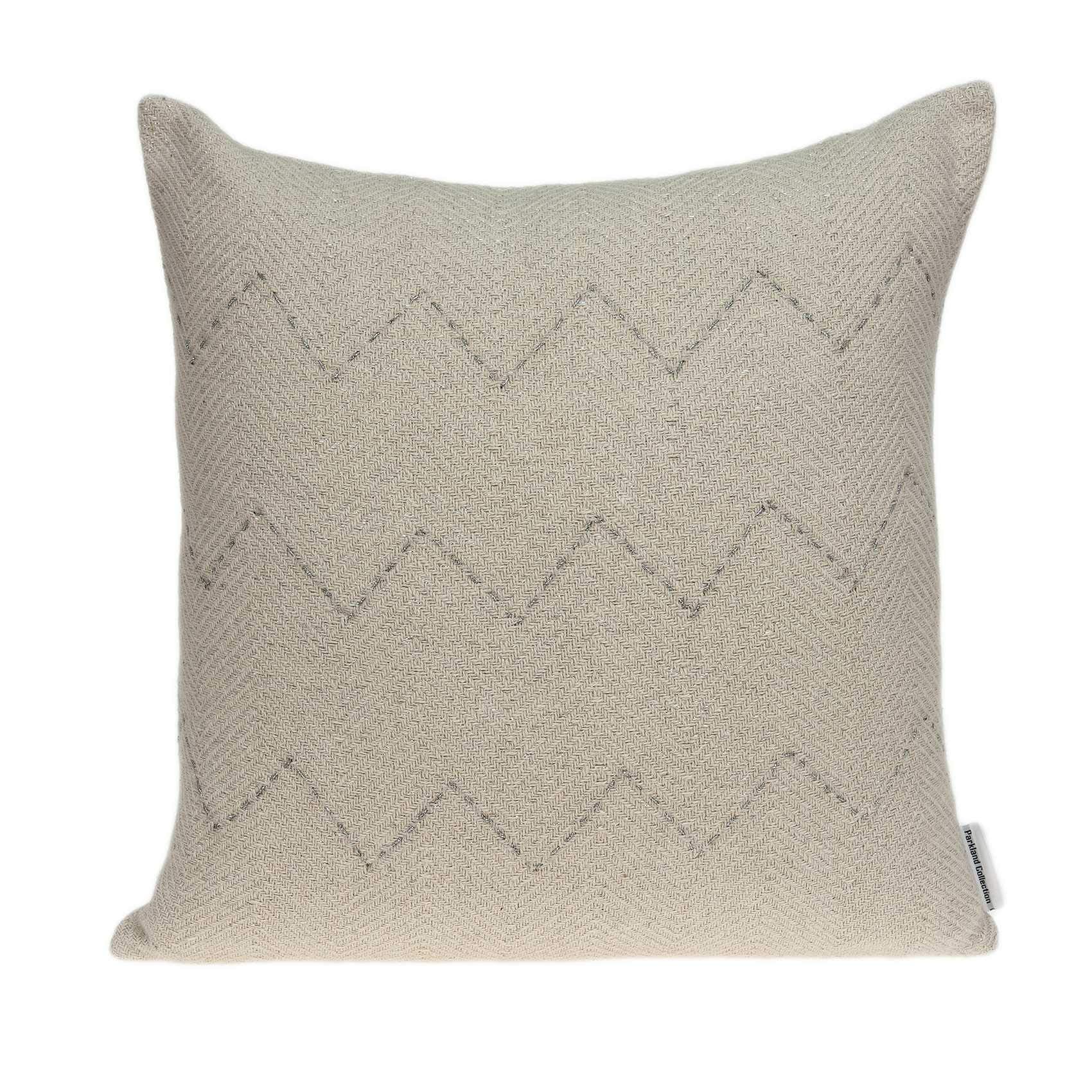HomeRoots 85% Cotton, 15% Lurex Parkland Collection Diana Transitional Beige Pillow Cover with Poly Insert
