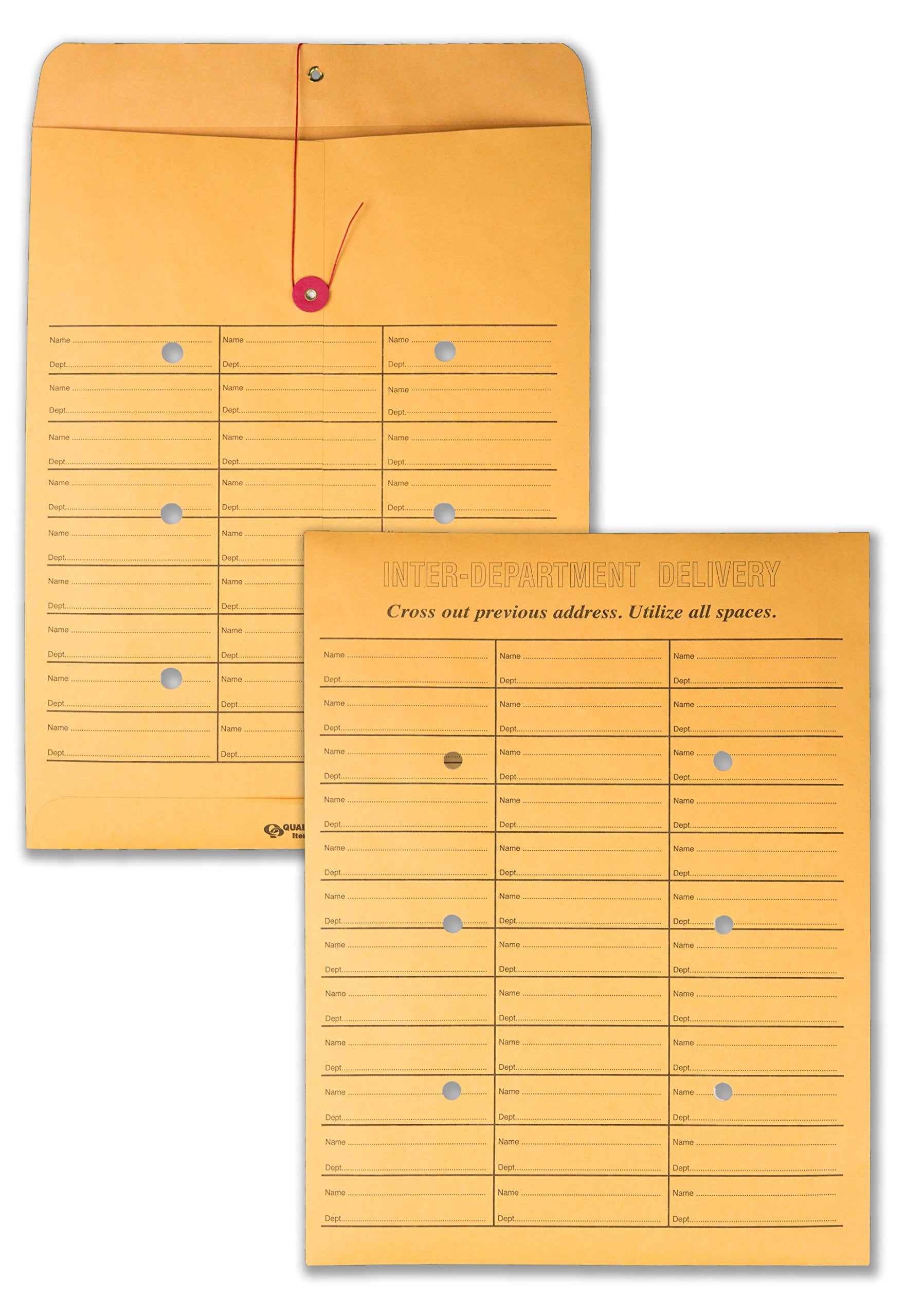 Quality Park, Interoffice Envelopes, String-Tie Box, Brown Kraft, 10X13, 100 Per Box (63562), Light Brown