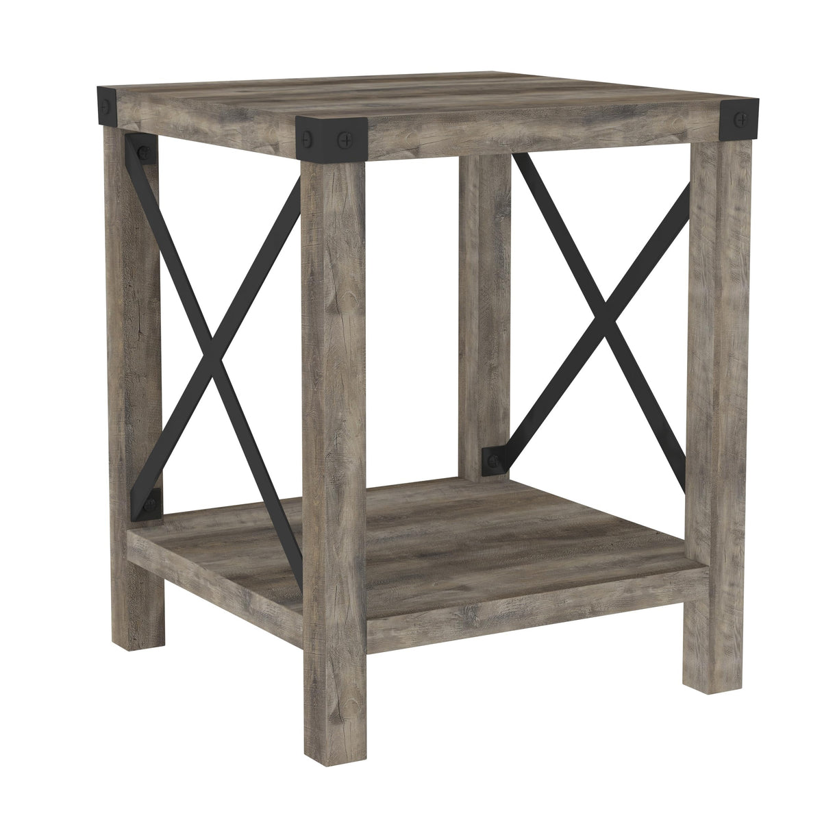 Walker Edison Sedalia Modern Farmhouse Metal X Side Table, 18 Inch, Grey Wash