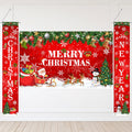 Avezano Merry Christmas Banner Red Christmas Decorations Outdoor Hanging Xmas Decorations Happy New Year Christmas Banners for O