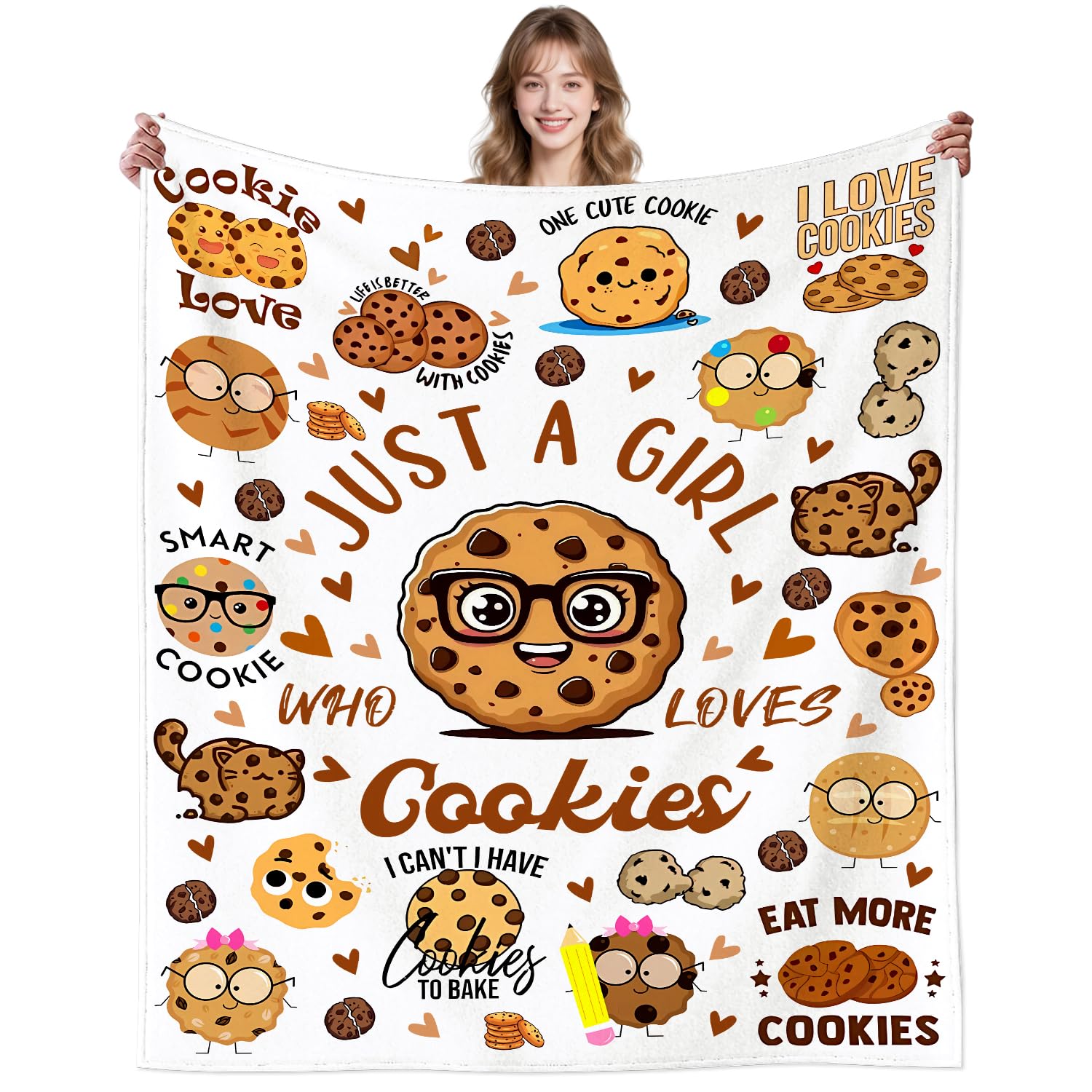 CircKoric Sweet Cookie Blanket Gifts for Girls Women Dessert Lovers,Funny Food Blanket Chocolate Cookies Throws for Couch Sofa B