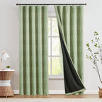 Jinchan 100% Blackout Boho Curtains Moon Phases Printed Bedroom Curtains 90 Inches Long Sage Green Drapes Rod Pocket Back Tab Thermal Insulated Curtains For Nursery Window Drapes Curtain Set 2 Panels