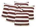 Zikrak Exim Straight Stripe Cushion Cover White & Brown 5 Pcs Set 40 X 40 Cm