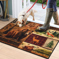ASPMIZ Farmhouse Area Rug, 2x3 Entry Rug Non-Slip Washable Indoor Door Mat Rustic Lodge Bear Moose Deer Small Throw Rugs for Ent