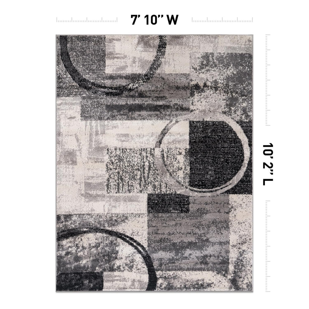 Rugshop Contemporary Abstract Circle Design Soft Area Rug 7'10'' X 10'2'' Cream