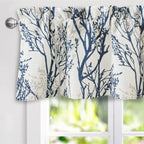 Driftaway Tree Branch Linen Lined Valance Double Layer Thermal Insulated Room Darkening Blackout Valances 3 Inch Rod Pocket Shor