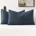 Futei Pack Of 2 Haze Blue Boucle Accent Decorative Throw Pillow Covers,18X18 Inch Soft Solid Textured Cushion Case,Home Decor Fo