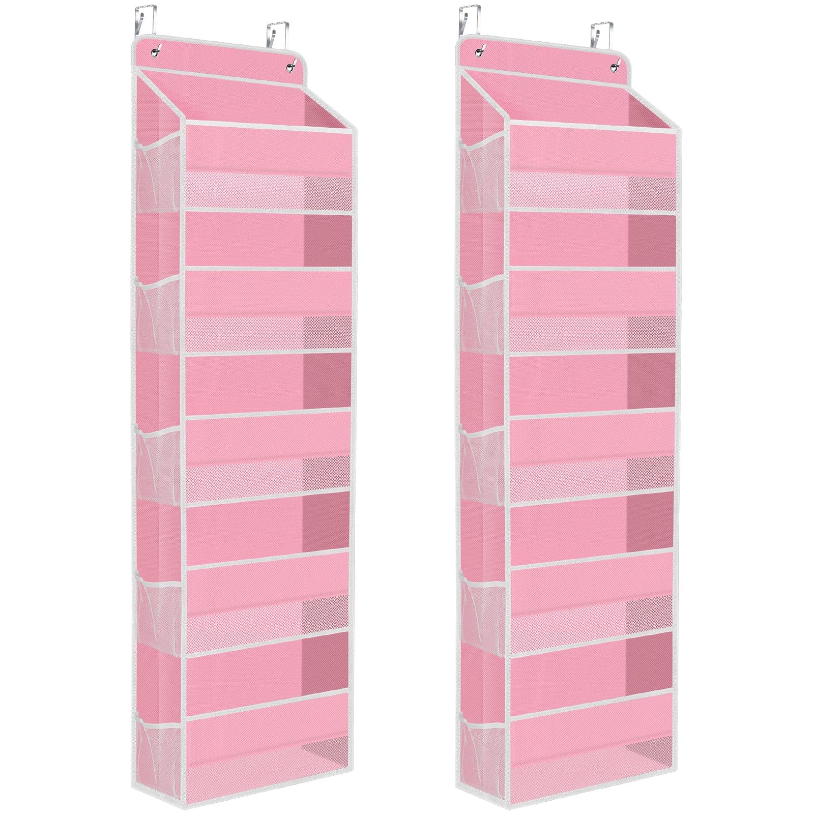 SpaceHacks 2 Pack Over The Door Organizer Hanging Storage Organizers with Clear Window 40lb Large Capacity Room Organizer for Pa