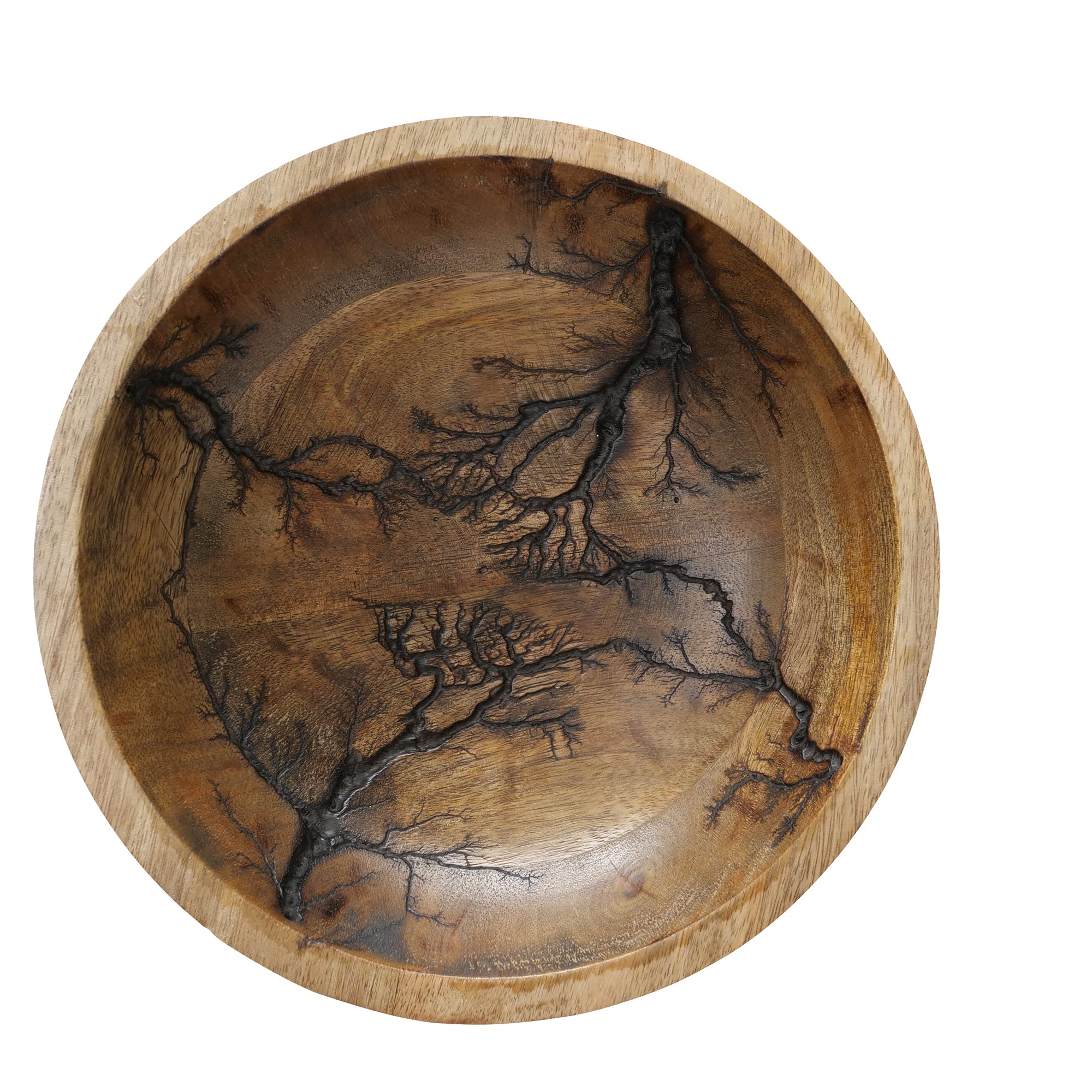 WHW Whole House Worlds Tree of Life Embellished Mango Wood Bowl, Handcrafted, Incised Details, Durable Lacquered Finish, 9.75 W 