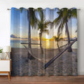 Jekeno Ocean Palm Trees Blackout Curtains Beach Sky Sunshine Seascape Decor for Bedroom Living Room Grommet Window Drapes 2 Pane