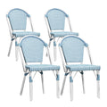 PURPLE LEAF Outdoor Dining Chair Set of 4 Hand-Woven Wicker Rattan Chairs for Outdoor Garden Kitchen Backyard Porch White Print 