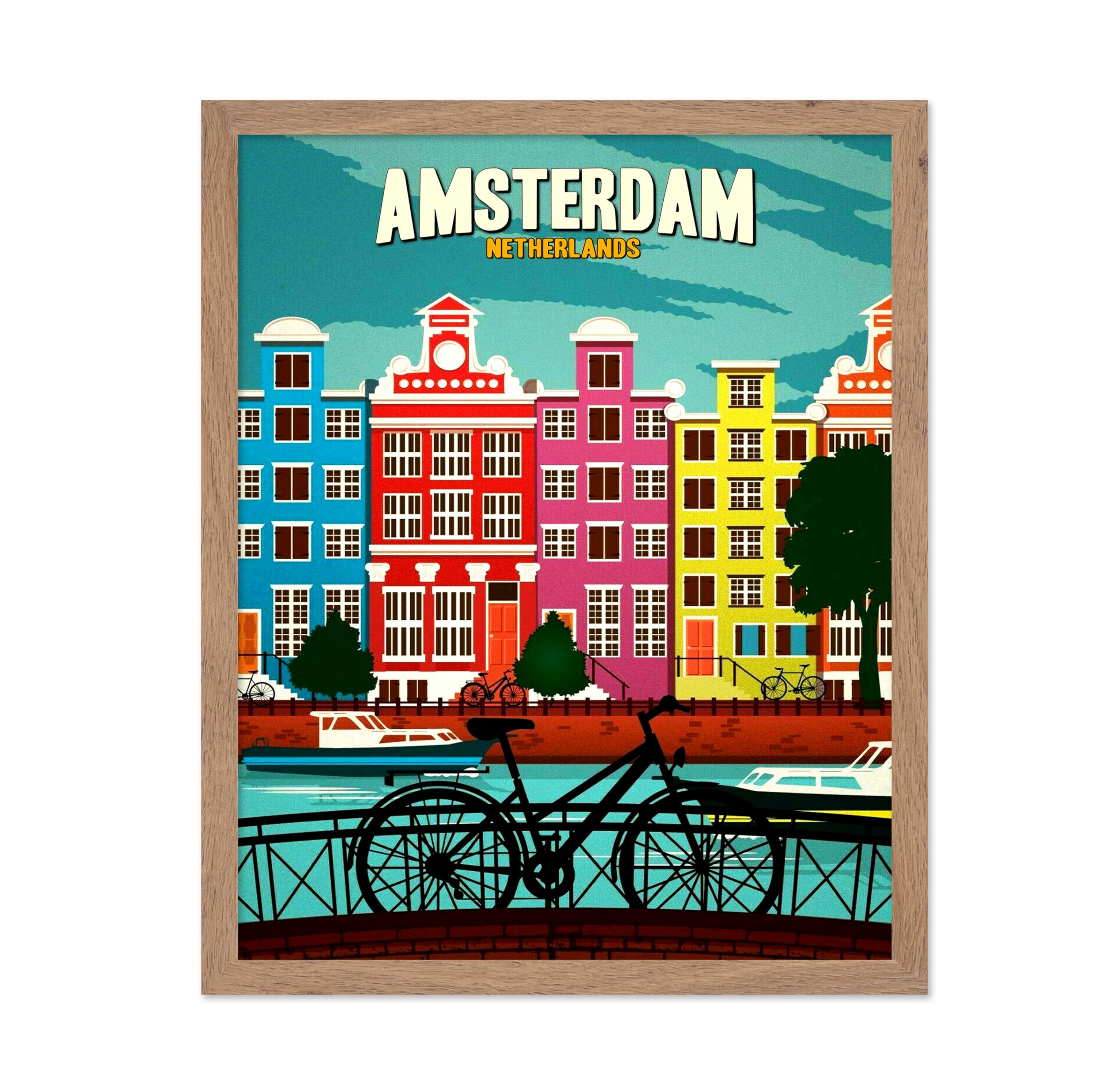 Poster Master Travel Poster - Vintage Amsterdam Netherlands Print - Unique Wall Decor for Home, Living Room, Kitchen, Office, Be