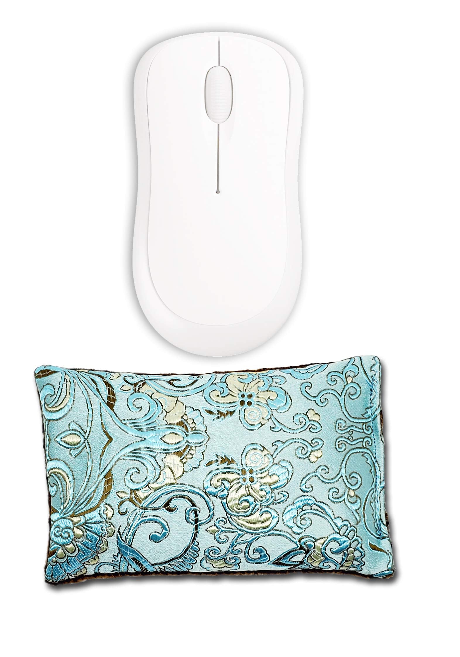 Candi Andi Satin Brocade & Crushed Velvet Mouse Wrist Rest - Unscented - Luxury Ergonomic Support With Flaxseed Fill - Handcraft