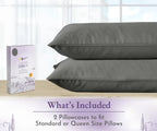 California Design Den 1000 Thread Count, Soft & Smooth, 100% Cotton Sateen Weave, Hotel-Quality, Set Of 2 Classic Style Gray Pillow Case Queen Size Fits Std & Queen Size Pillows