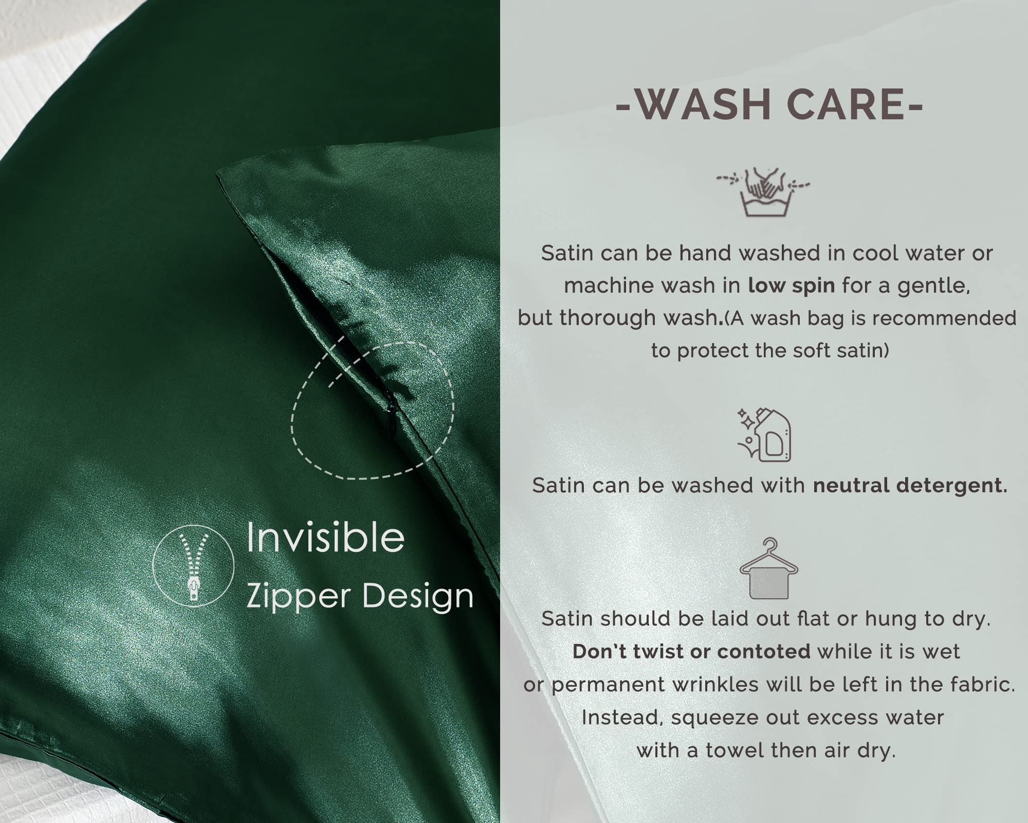 Yanibest Satin Pillowcase For Hair And Skin Care Silk Pillowcase 2 Pack Queen Size Pillow Cases Set Of 2 -Satin Cooling Pillow Covers With Hidden Zipper Floral Print