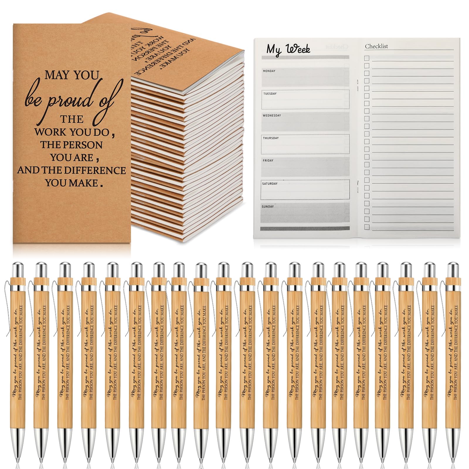 Spakon 60 Pcs Inspirational Employee Appreciation Gift Weekly Planner Notepad Journal And Motivational Ballpoint Pen Bulk For Te