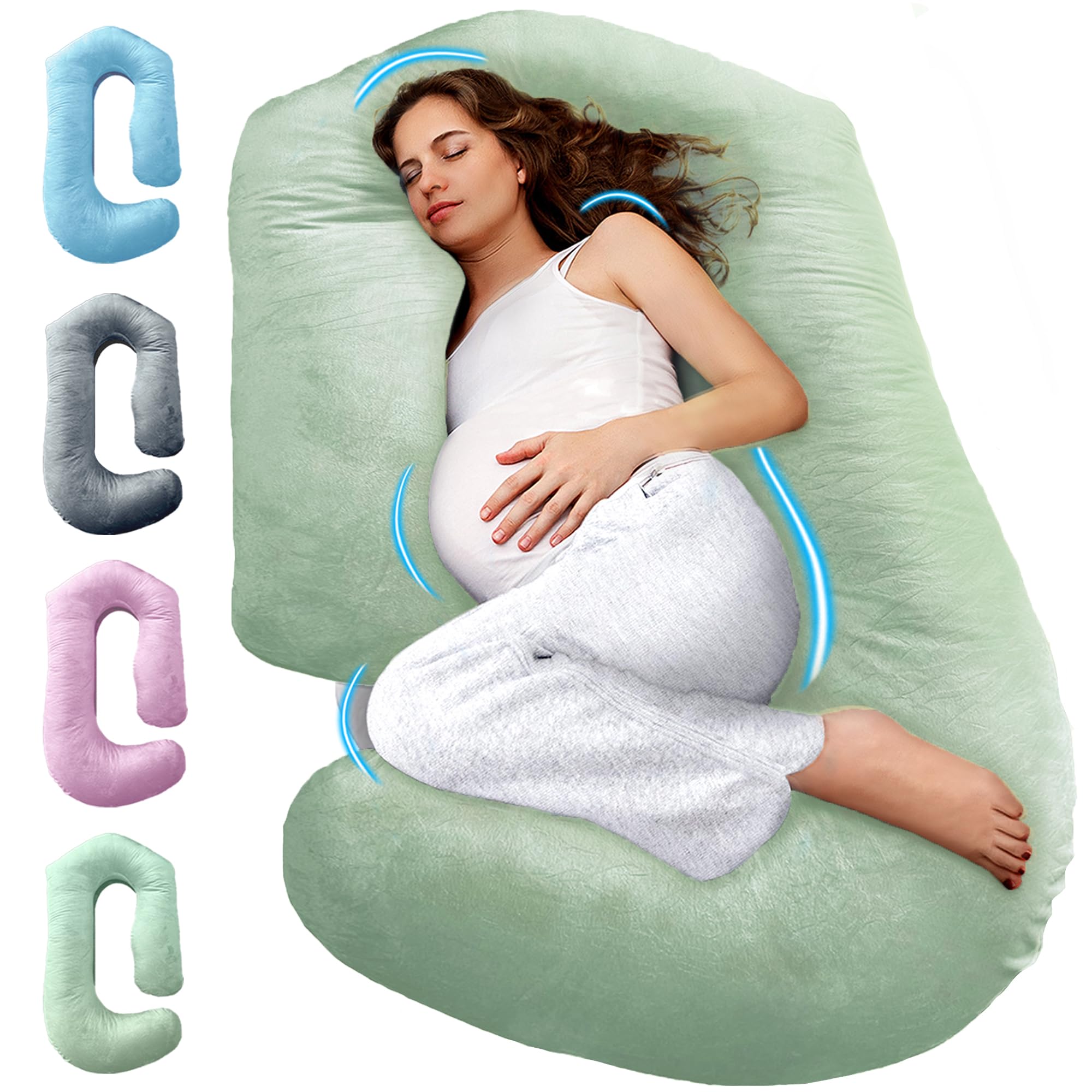 Pillani Pregnancy Pillows For Sleeping - V C U Shaped Full Body Pillows For Adults With Removable Washable Cover, 57Inch Cooling