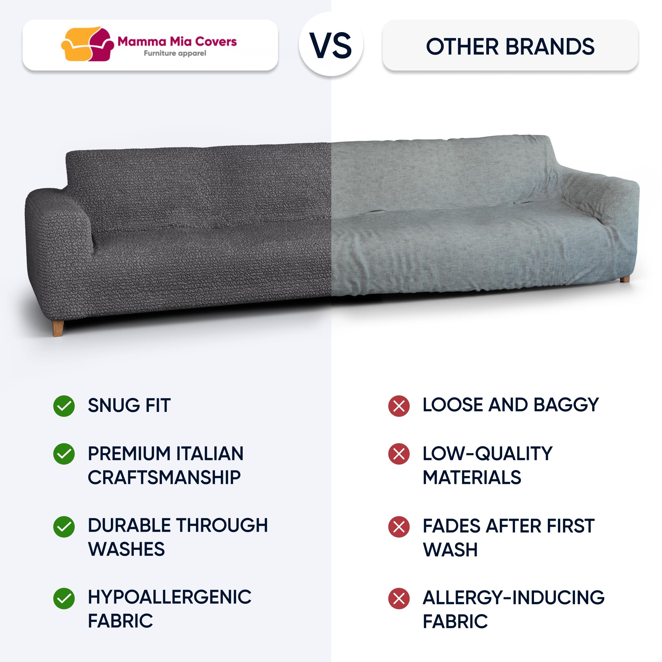 Paulato By Ga.I.Co. Sofa Slipcover - Stretch Couch Cover - Stylish Cushion Sofa Cover - Soft Fabric Slip Cover - 1-Piece Form Fi