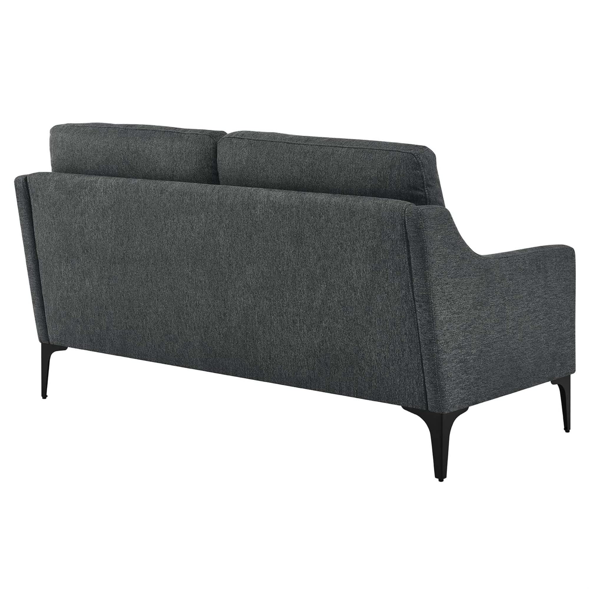 Modway Corland Upholstered Fabric And Metal Loveseat In Charcoal
