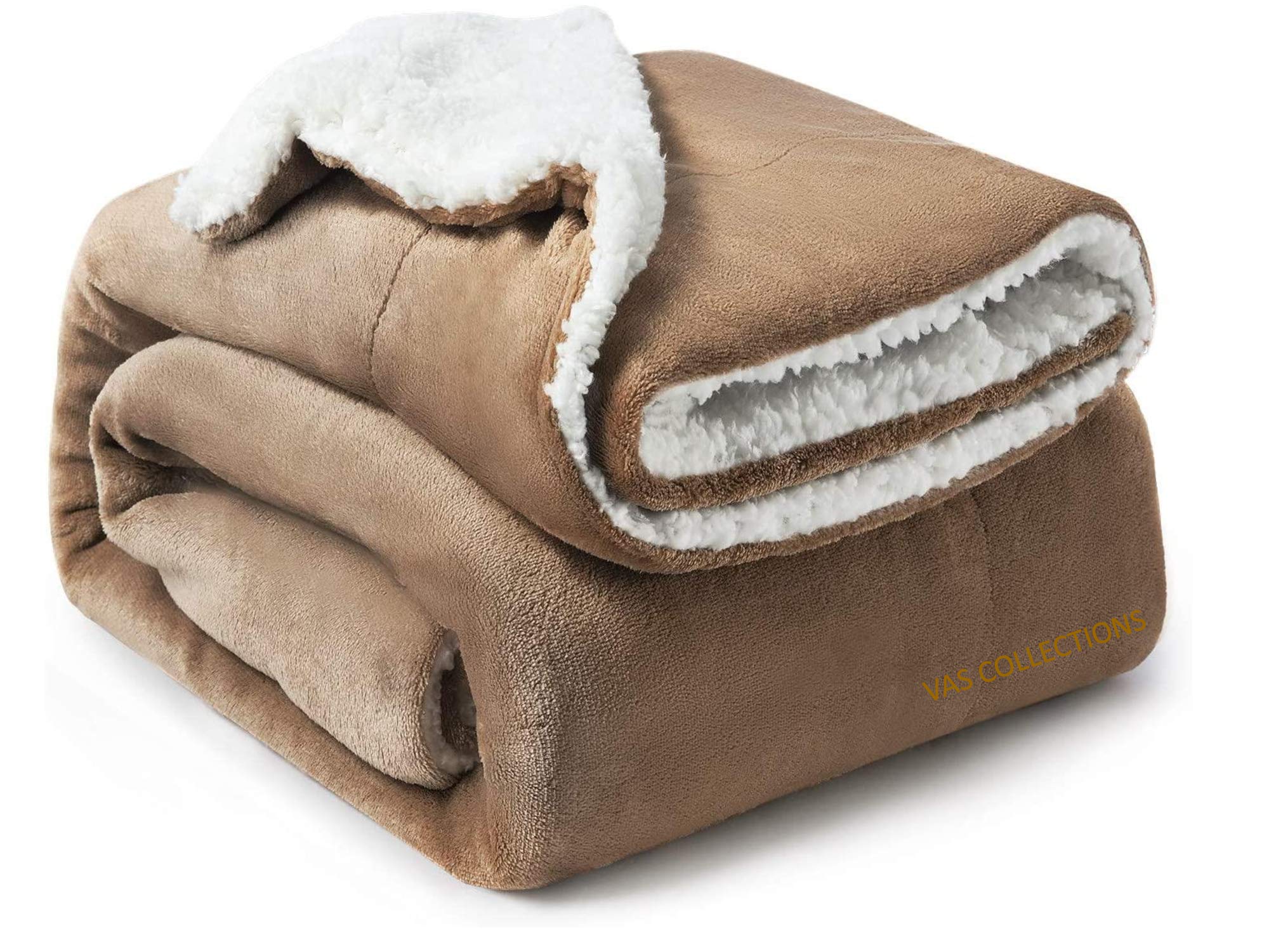 Vas Collection? All Season Flannel Sherpa Blanket | Single 150 Cm X 220 Cm, Light Brown, Wrinkleresistant