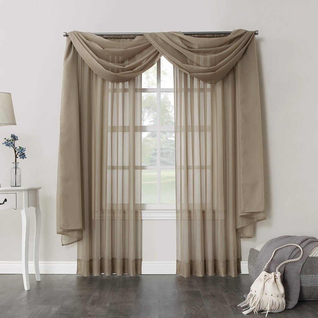 No. 918 25767 Emily Sheer Voile Rod Pocket Curtain Panel, 59'''' X 95'''', Taupe