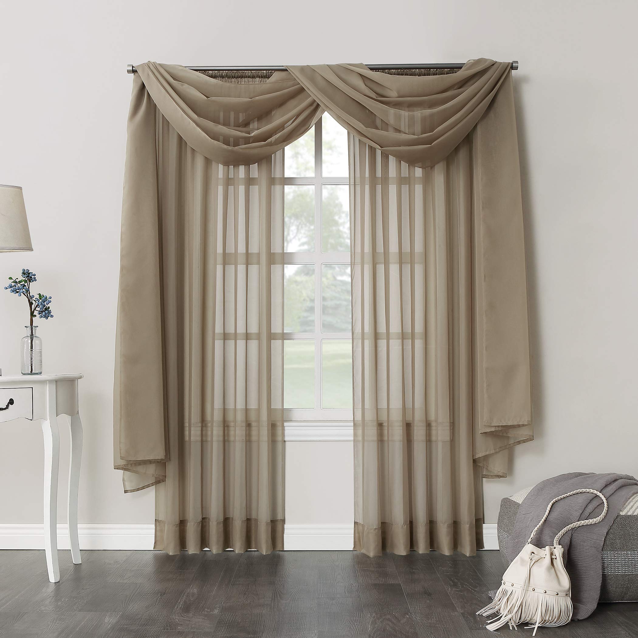 No. 918 25767 Emily Sheer Voile Rod Pocket Curtain Panel, 59'''' X 95'''', Taupe