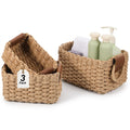 Afcabakila 3 Piece Woven Storage Basket Set, Small Recycled Paper Rope Storage Basket for Organizing Bathroom Shelves Drawer, Cu