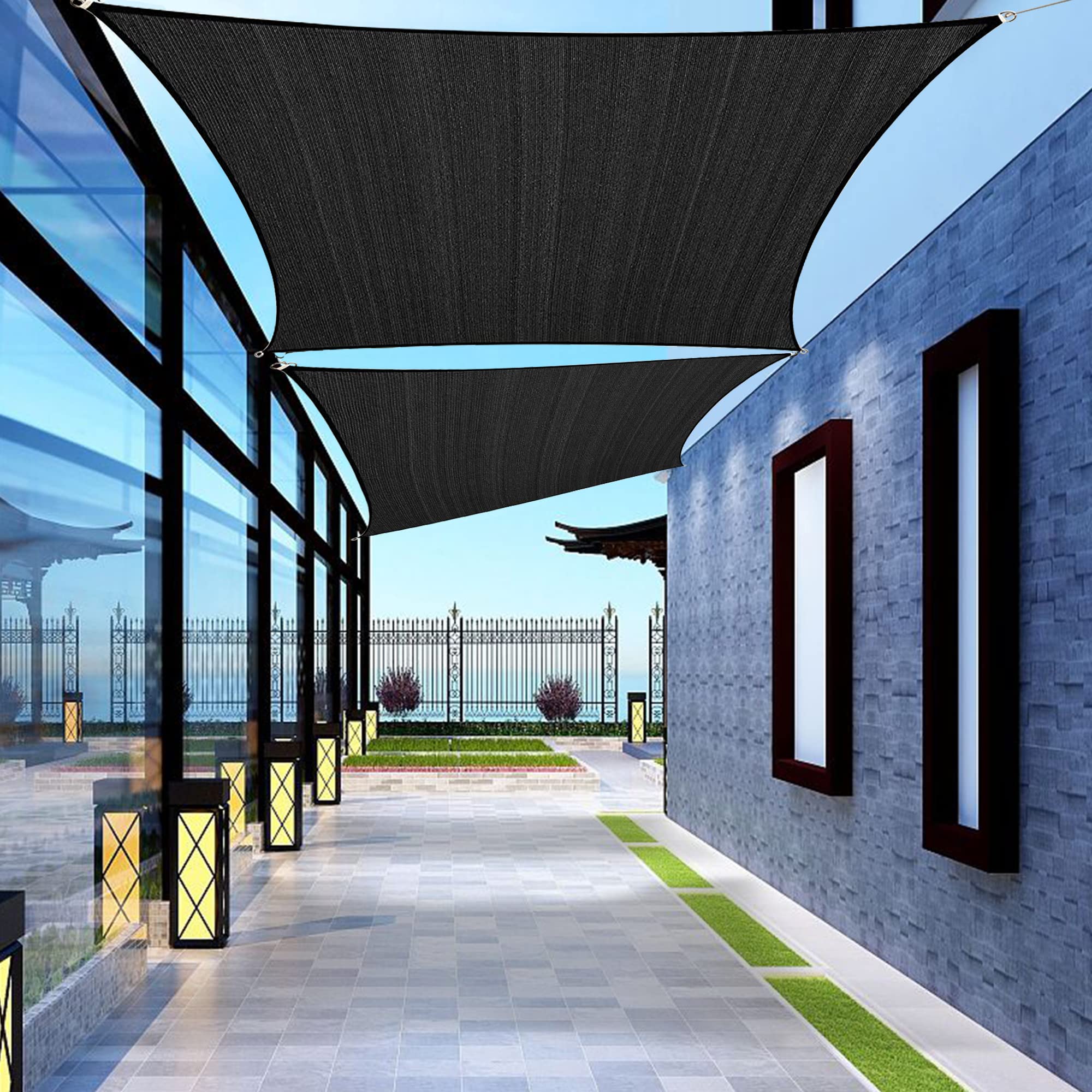 Shadewiz Custom Size 13' X 18' Black Rectangle Sun Shade Sail Canopy Awning For Patio Backyard Lawn Garden Outdoor Activities Co
