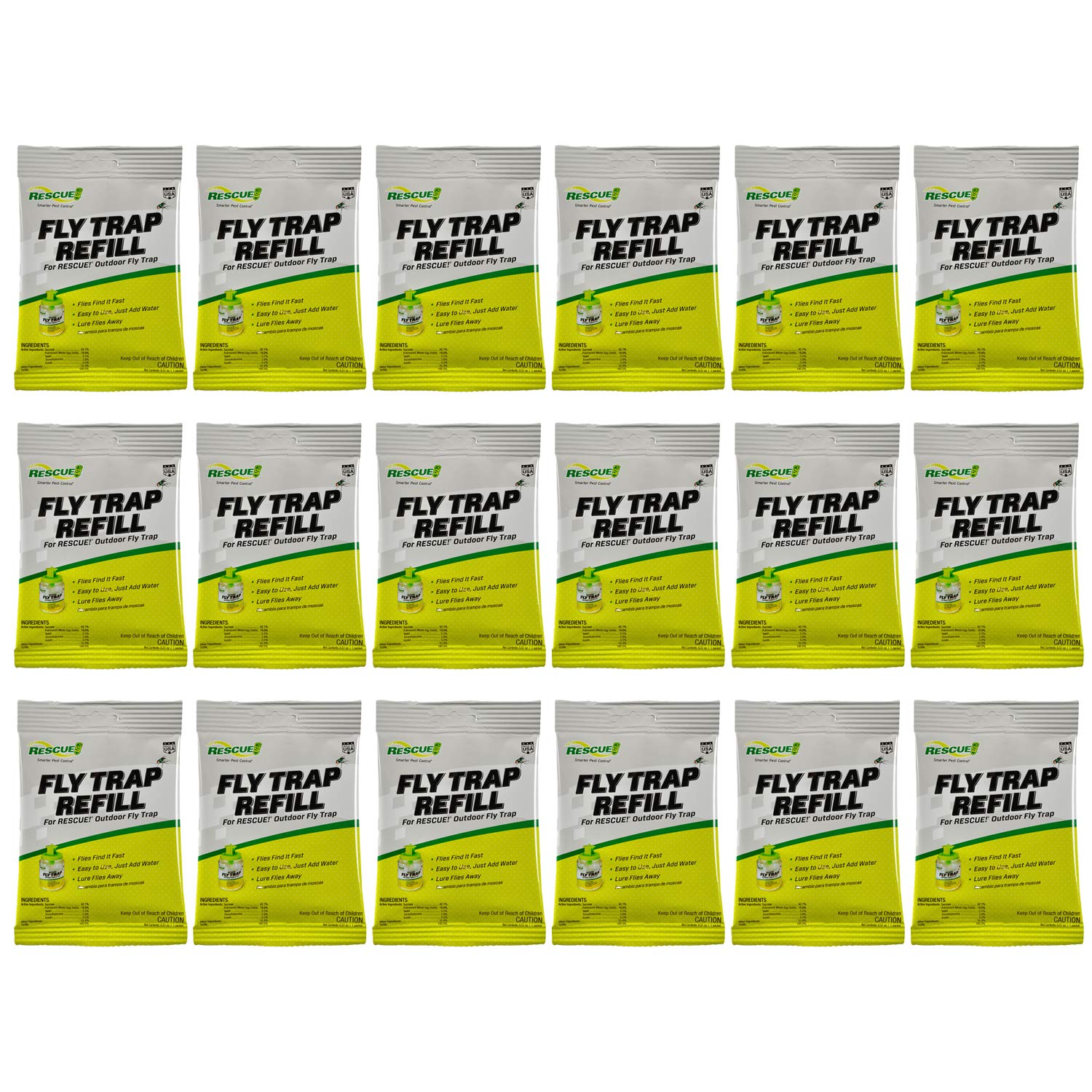 Rescue! Reusable Fly Trap Bait Refill - Outdoor Use - 18 Pack
