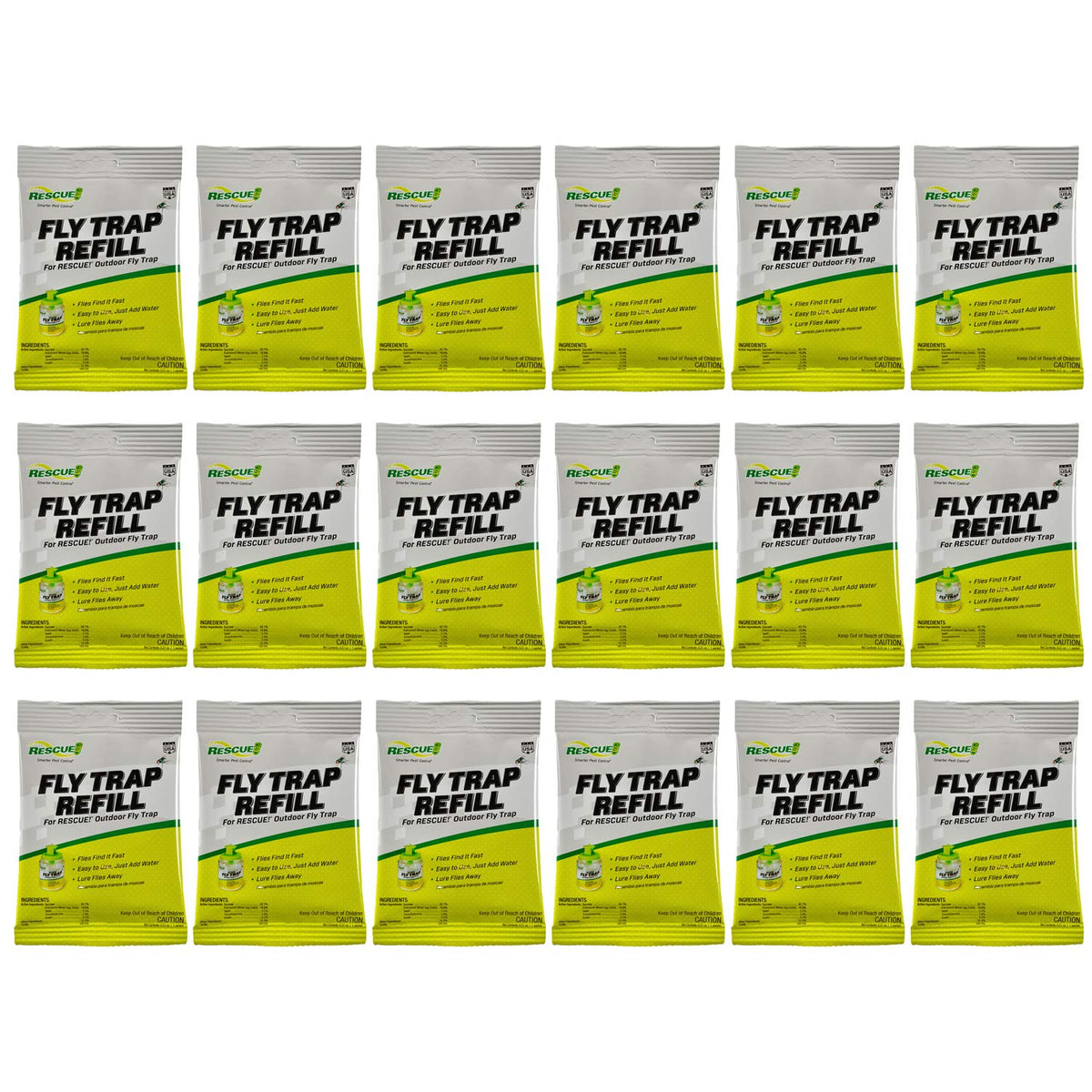 Rescue! Reusable Fly Trap Bait Refill - Outdoor Use - 18 Pack