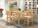 East West Furniture CAFE5-OAK-C 5 Piece Counter Height Pub Set Includes a Square Dining Table and 4 Linen Fabric Dining Room Chairs, 42x42 Inch, Oak
