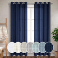 Pitalk Navy Blue Grommet Curtains 102 Inches Long For Living Room Bedroom 2 Panels Grommet Light Filtering Nautical Linen Drapes