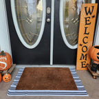 Black And White Striped Outdoor Rug Front Porch Rug 27.5'X43' Cotton Hand-Woven Welcome Mats Layered Door Mats For Front Porch
