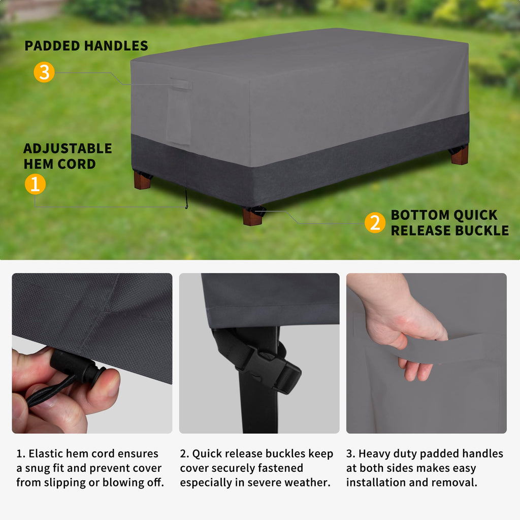 Easy-Going 600D Heavy Duty Rectangular Table Cover Uv Resistant And Waterproof Outdoor Lawn Patio Furniture Cover (84' Lx44 Wx23 H, Gray/Dark Gray)