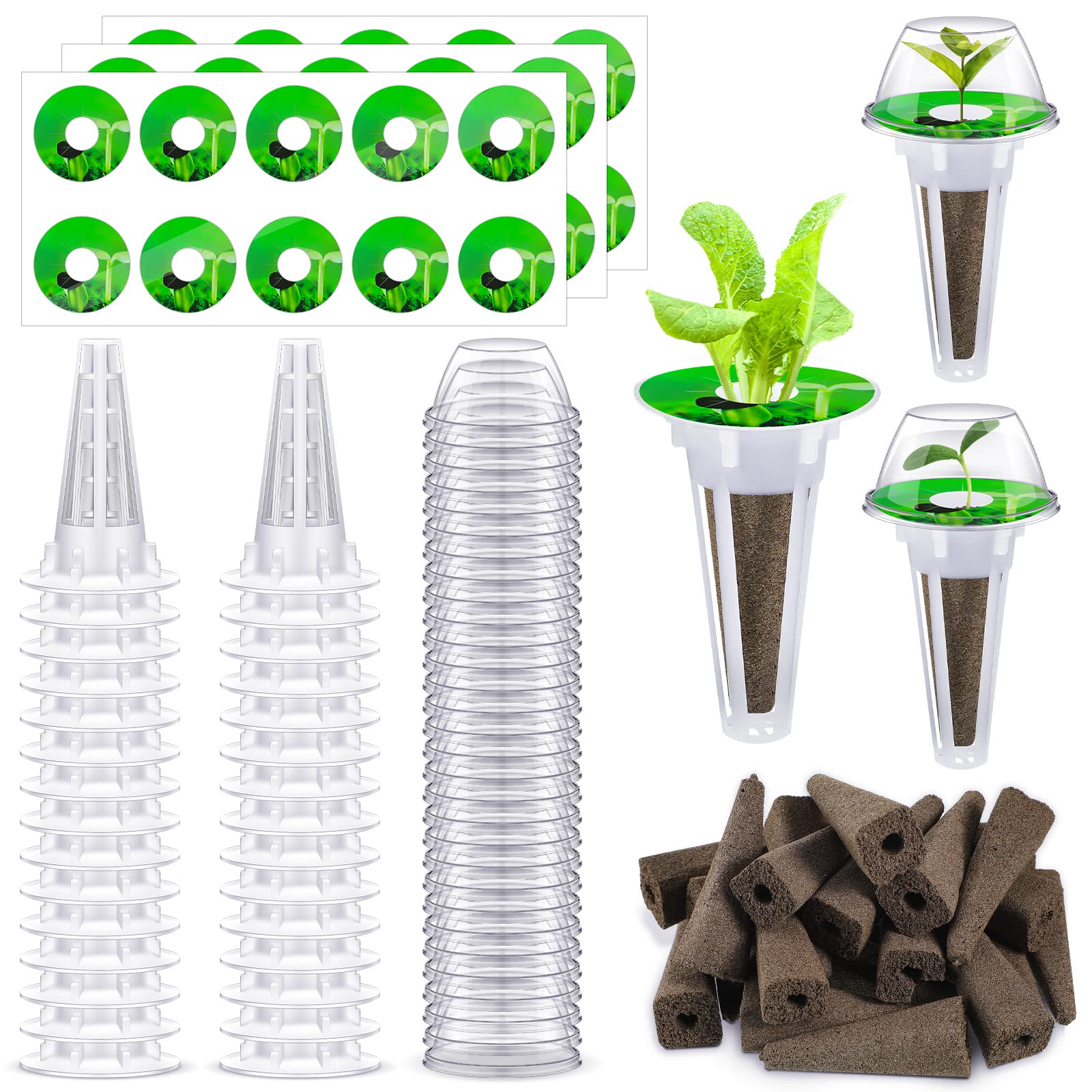 Hydroponic Garden Accessories Pod Kit Including Grow Baskets Transparent Insulation Lids Plant Grow Sponges Labels For Seed Star