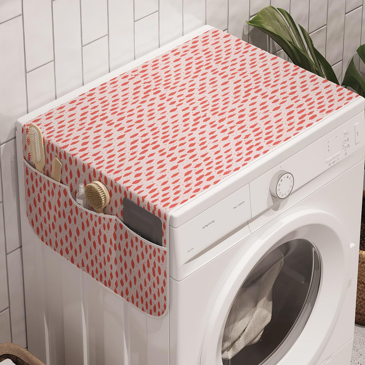 Ambesonne Abstract Washing Machine Organizer Pack Of 2, Pastel Flock Of Fish Design In Monochrome Warm Tones Flow Depiction Patt