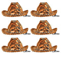 Beistle Tiger Print Cowboy Hats, 6 Pieces - One Size Fits Most, Adjustable Chin Strap, Safari Party Supplies, Halloween Costume 
